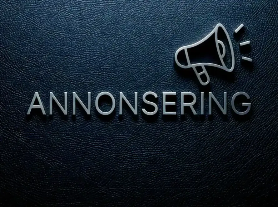 3D-text med ordet Annonsering och en megafon, som representerar MetaGruppens strategiska tjänster inom sökmotorannonsering och sociala medier.