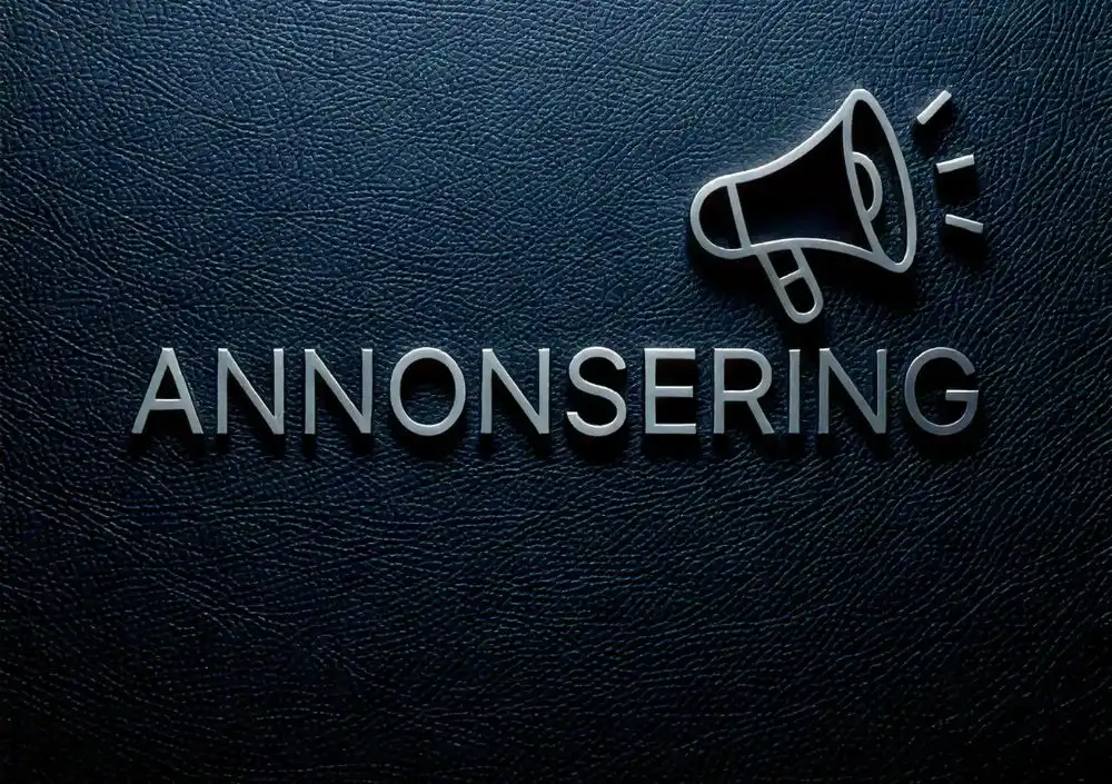 3D-text med ordet Annonsering och en megafon, som representerar MetaGruppens strategiska tjänster inom sökmotorannonsering och sociala medier.