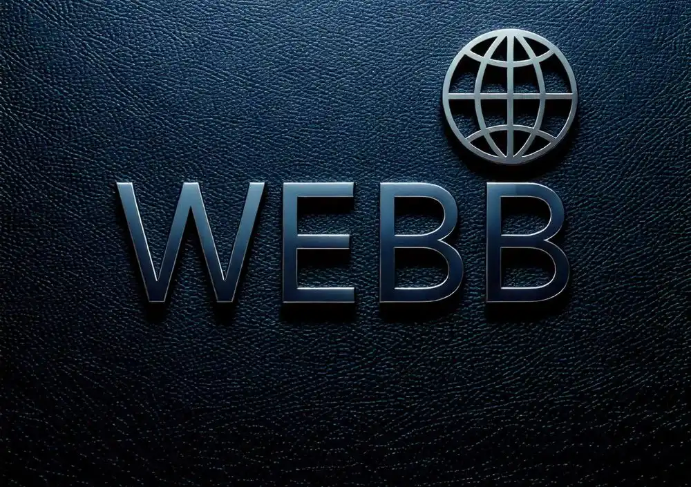 3D-text med ordet Webb och en glob-ikon, som representerar MetaGruppens tjänster för att bygga skräddarsydda och moderna WordPress-hemsidor för företag.